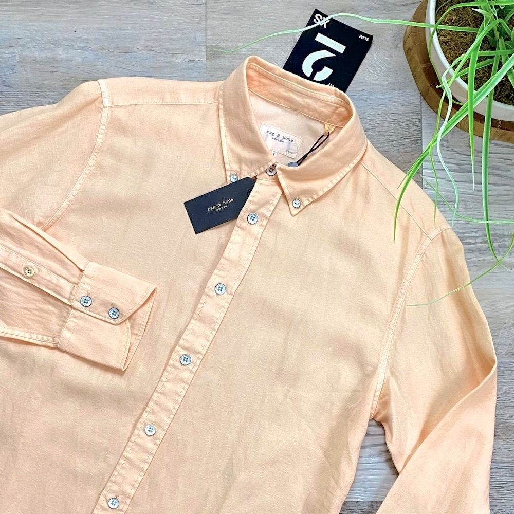 Rag & Bone Fit 2 Tomlin Linen Shirt in Peach - Picture 6 of 16